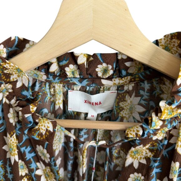 Xirena Womens Floral Meadow Blouse Brown XS NWT Cottagecore Romantic Boho - Picture 4 of 6